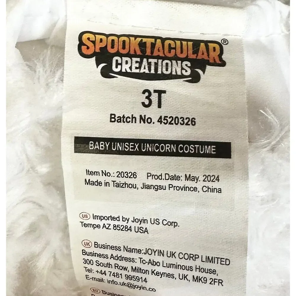 NWOT Spooktacular Creations Baby Unicorn Costume Outfit Toddler Size 3T